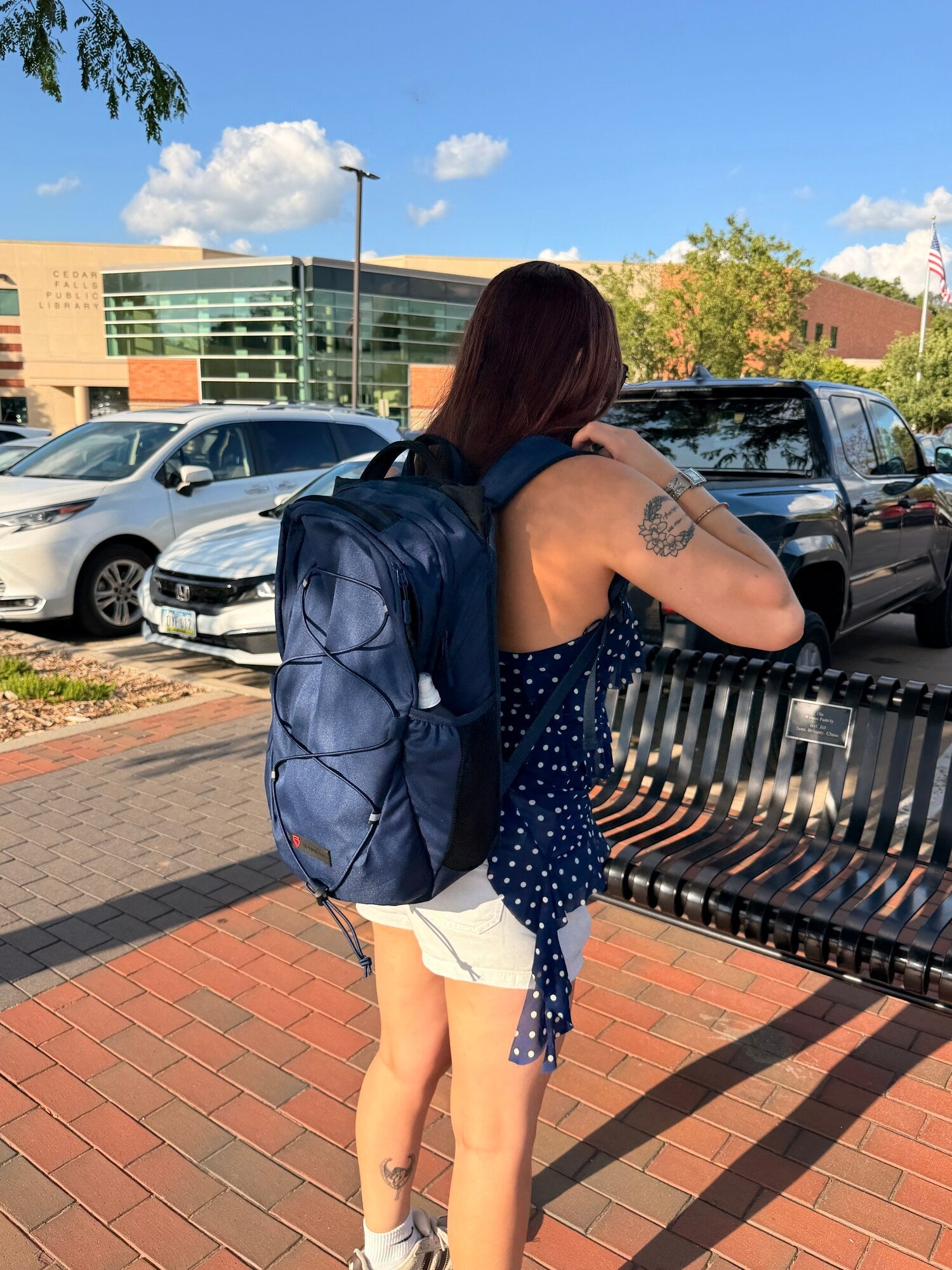Adult with a BP Defence bullet-resistant backpack